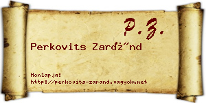 Perkovits Zaránd névjegykártya